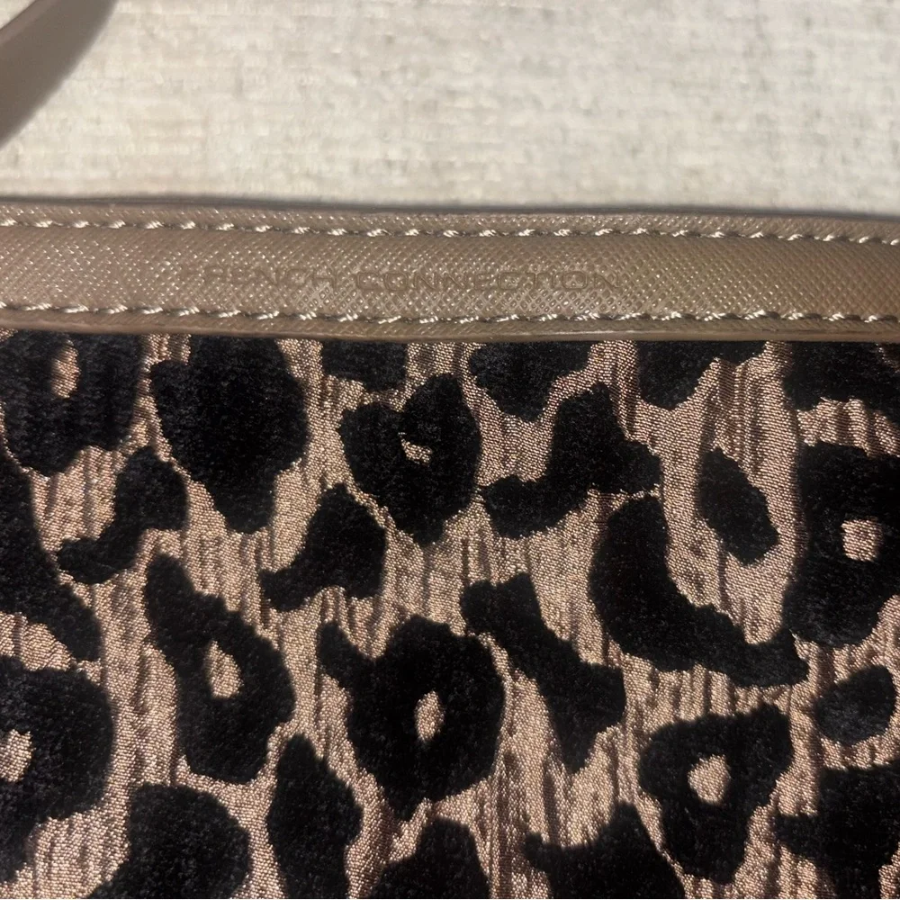 French Connection Leopard Print Bag Clutch Purse Glam Animal Pleated Hand Bag